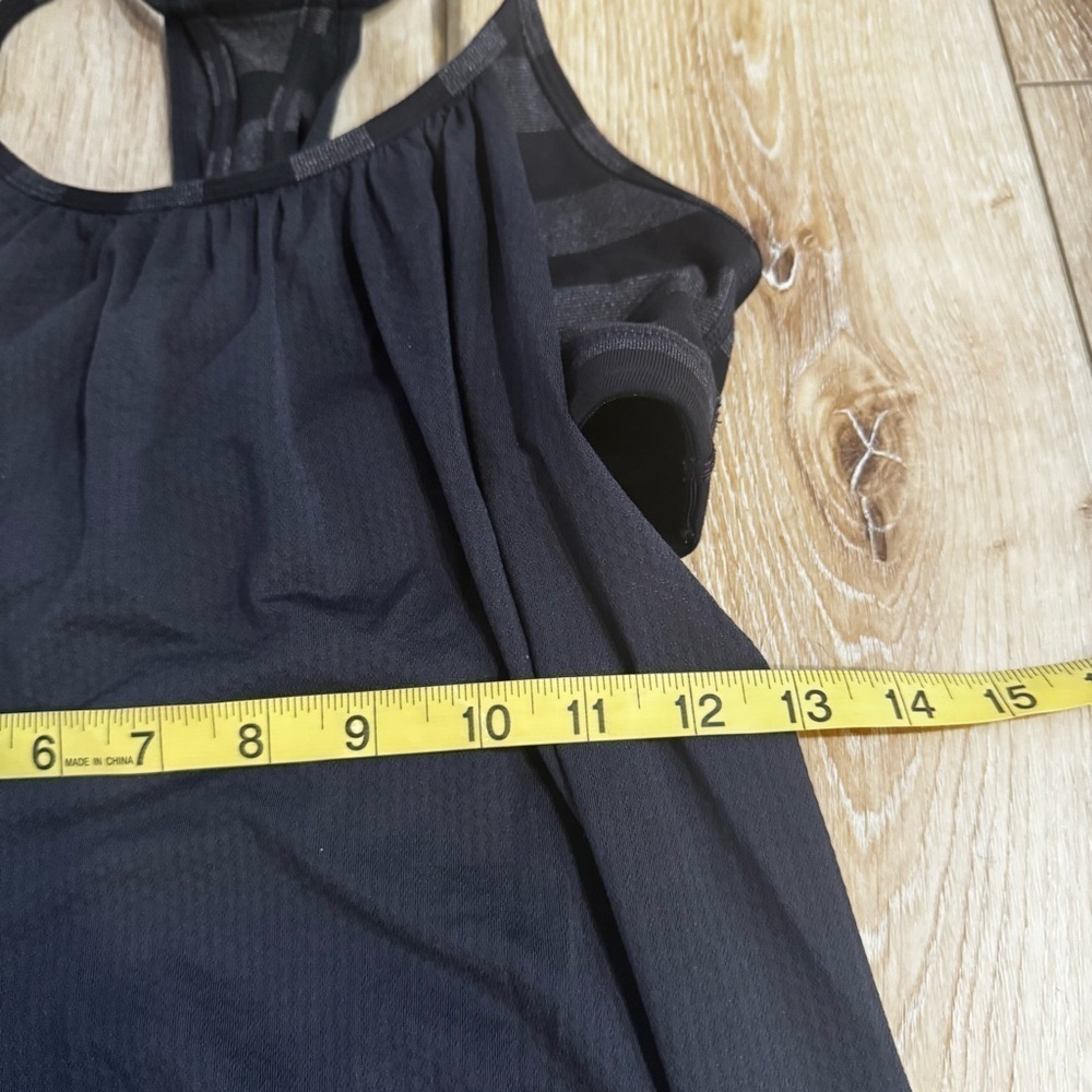 Lululemon black & gray tank top with attached sports bra, razor back, size 4. - Picture 5 of 14